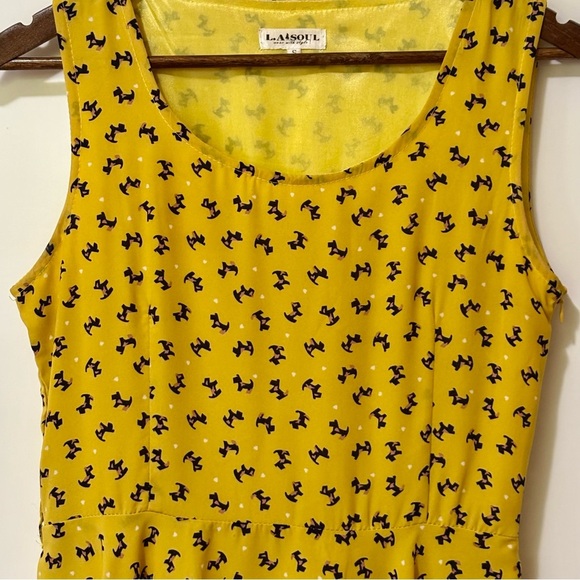 LA Soul| Cute Yellow Scottie Dog Swing Skater Sleeveless Dress Sz S - Picture 2 of 6